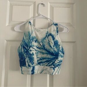 CAlia White and Blue Fitted Crop Tank Top Sz m